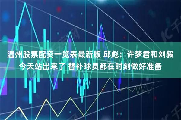 温州股票配资一览表最新版 邱彪：许梦君和刘毅今天站出来了 替补球员都在时刻做好准备